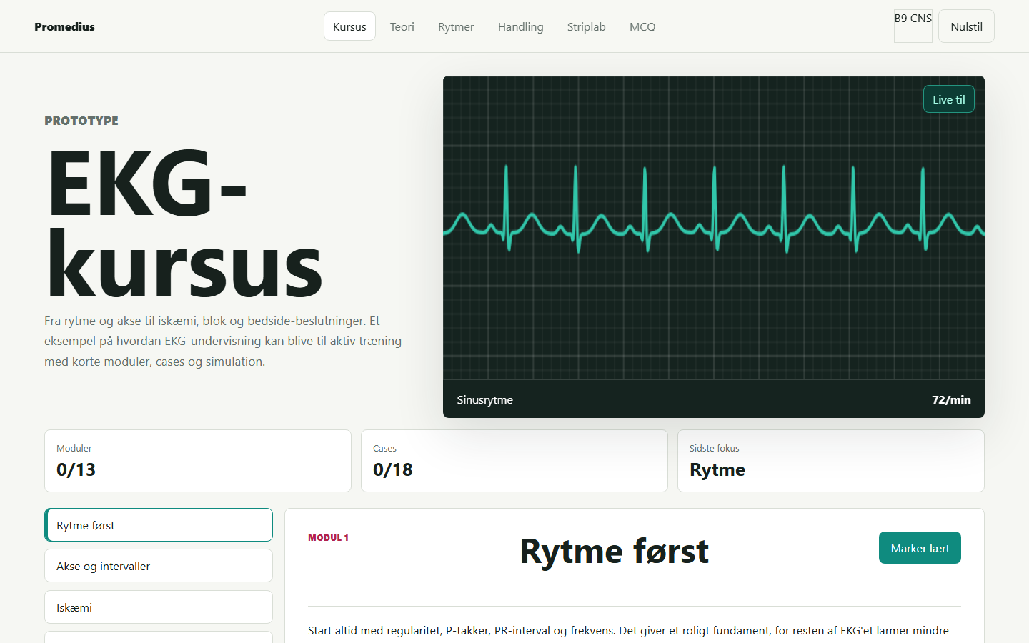 Screenshot af Promedius Learn